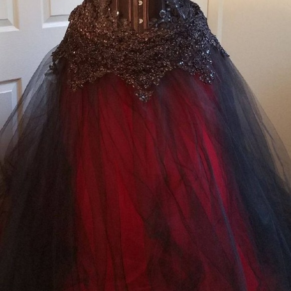 Lilith Goth Twilight Black Red Corset Ballgown Set
